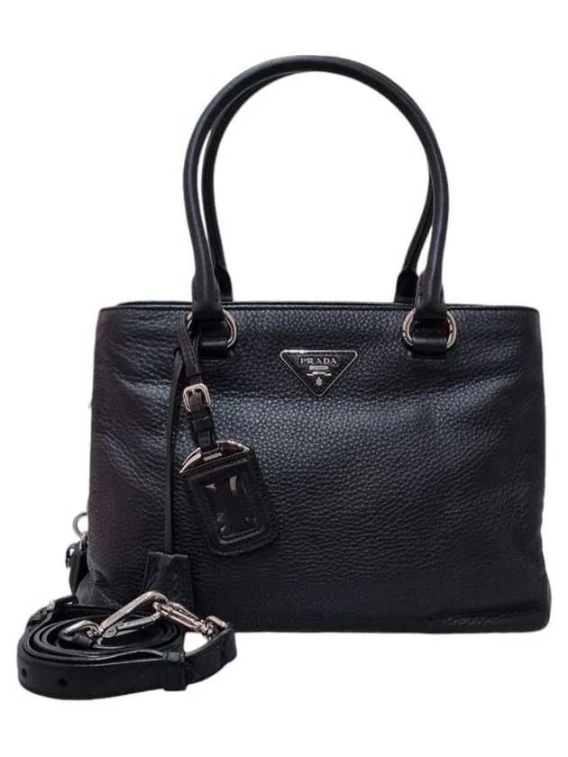 1BA853 Black Vitello Dino Tote Bag Strap
