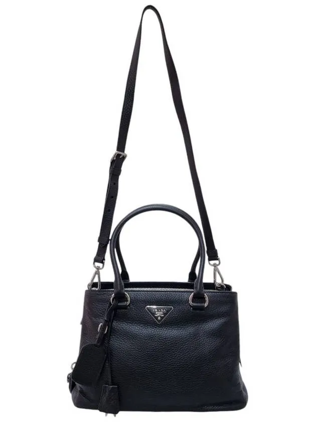 1BA853 Black Vitello Dino Tote Bag Strap