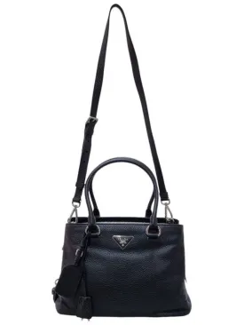 1BA853 Black Vitello Dino Tote Bag Strap