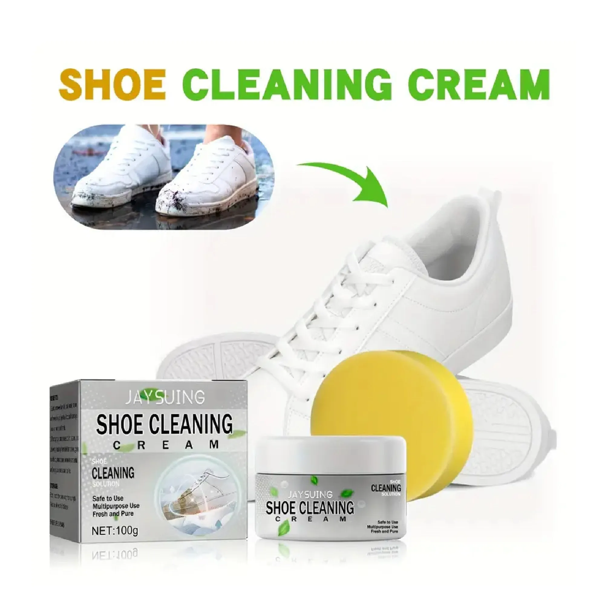 1pc, Shoe Cleaning Cream, Shoe Cleaner, Leather Shoes Brightening Cream, Multipurpose White Shoe Cleaning Cream For Cleaning, Whitening