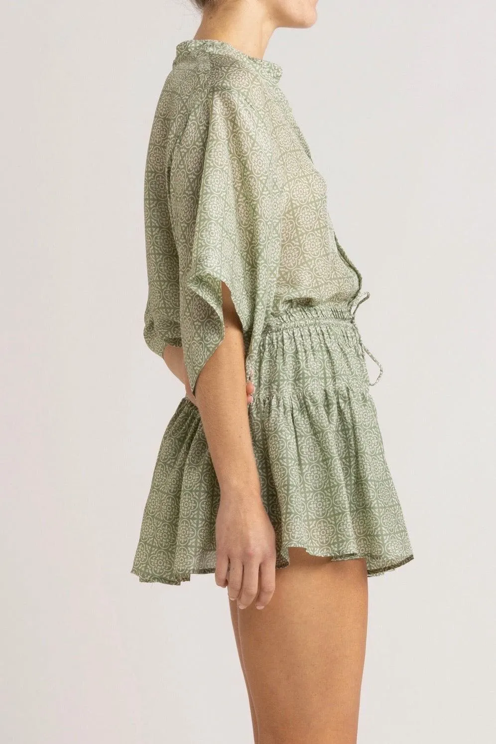 Angelique Jade Green Silk Frill Short