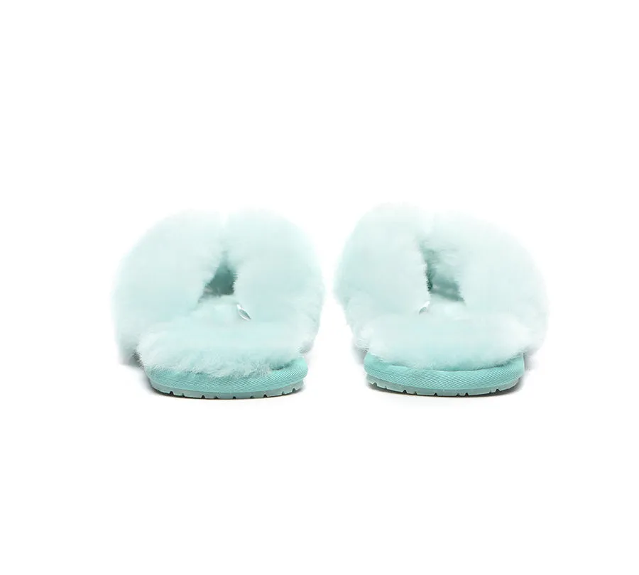 Australian Shepherd AS UGG Women Fluffy Slides Thongs Cinderella