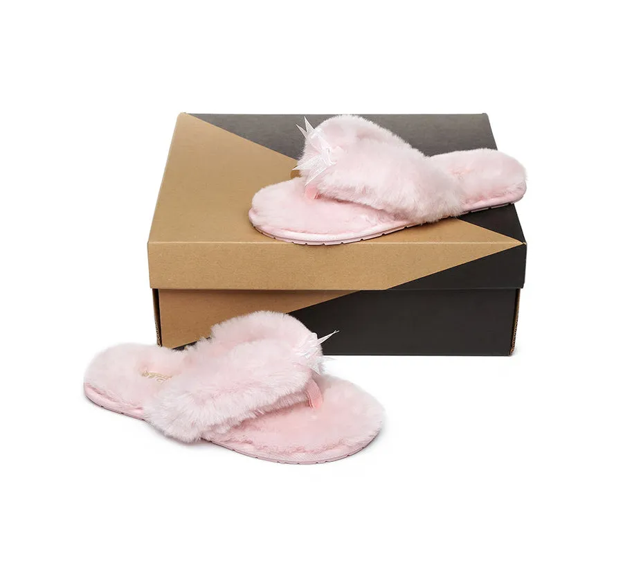 Australian Shepherd AS UGG Women Fluffy Slides Thongs Cinderella