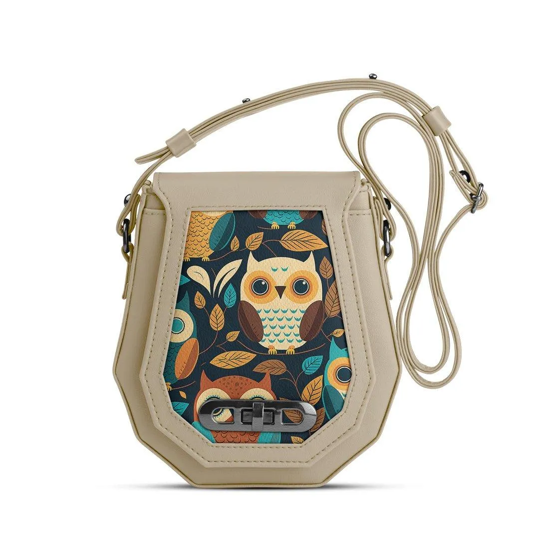 Beige Polygon Crossbags Owl In Woods