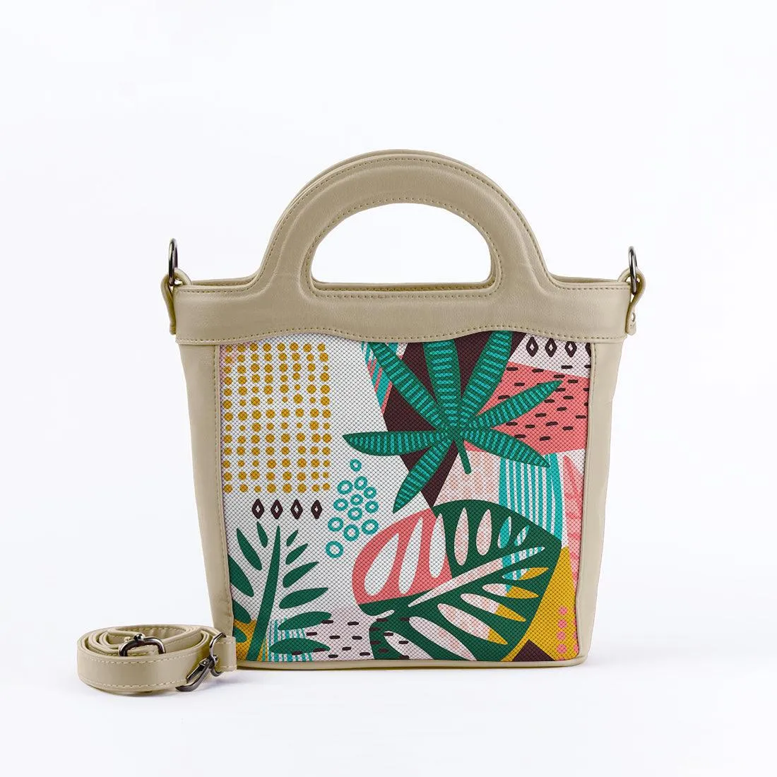 Beige Top Handle Handbag Summer Abstract