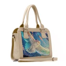 Beige Travel Hobo Bag Owl Journey
