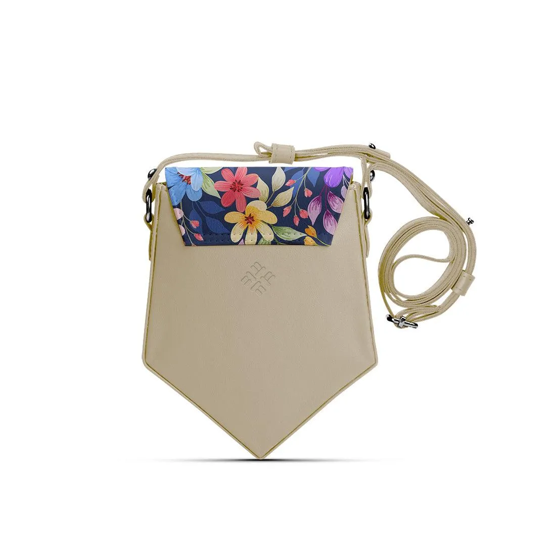 Beige Triangles Crossbag Purple Floral