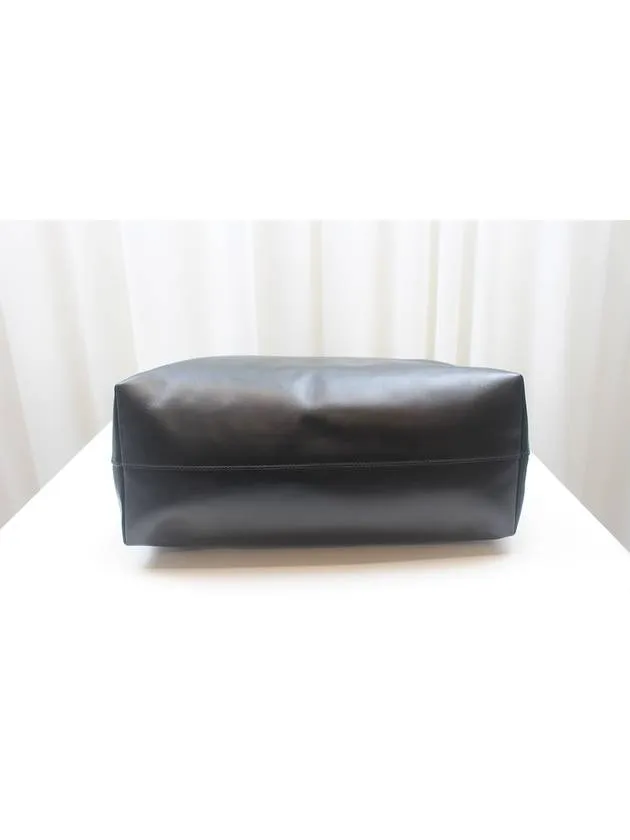 Black calfskin two way tote shoulder bag
