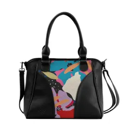 Black Ladies Handbag Modern Floral