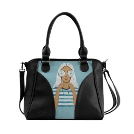 Black Ladies Handbag Sun Flower