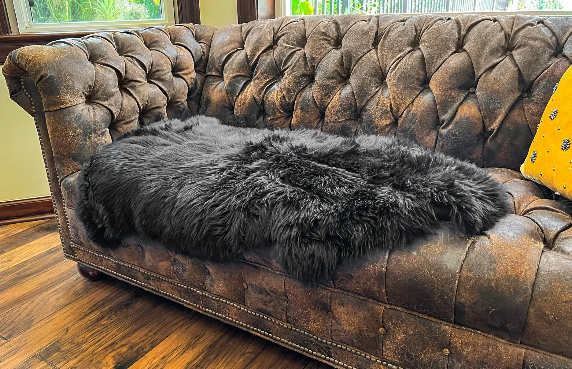 Black New Zealand Sheepskin 2' x 3' by Hudson Hides