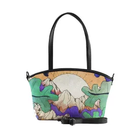 Black Wide Tote Bag Jungle mountains
