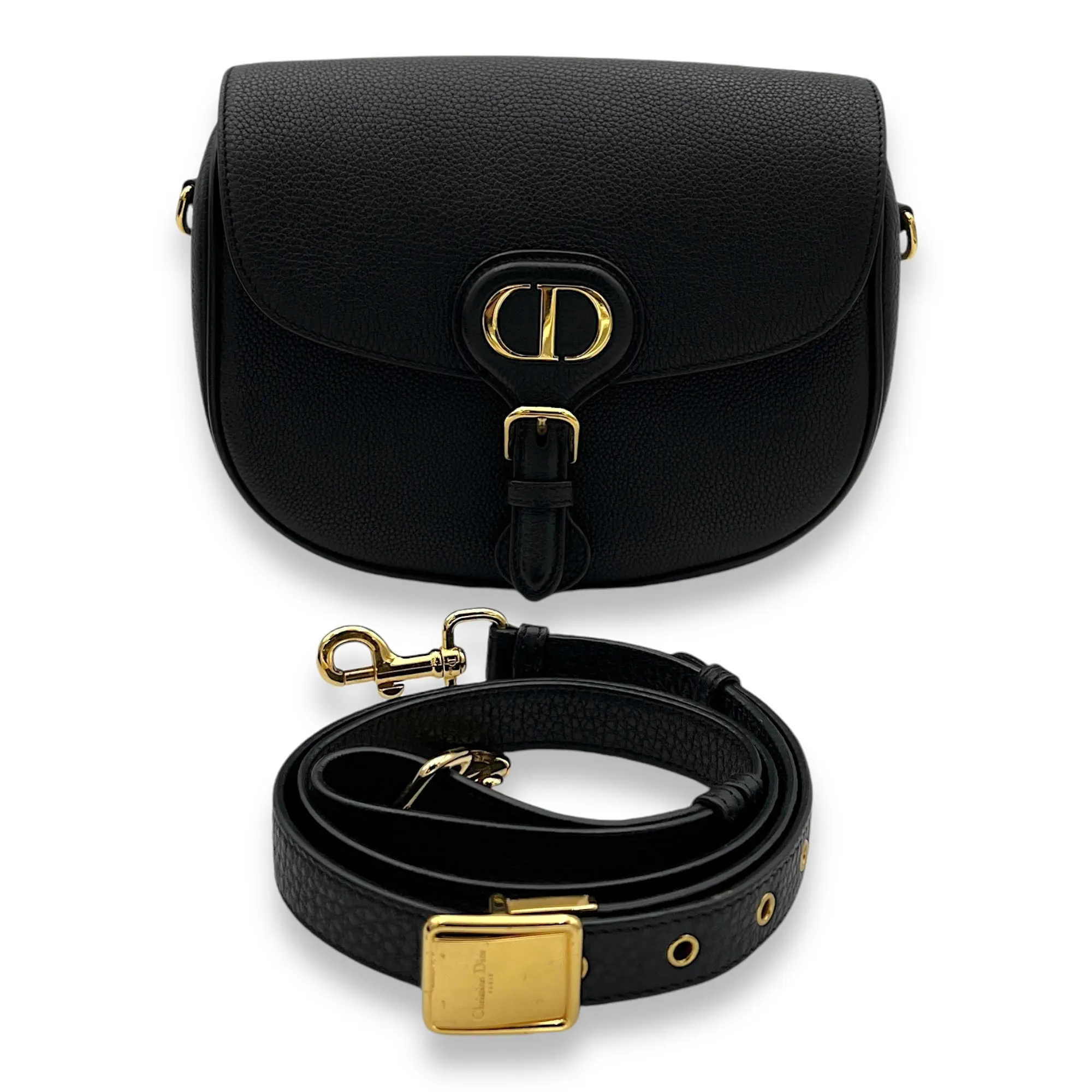 Bobby Shoulder Bag Black in Calfskin, Gold hardware