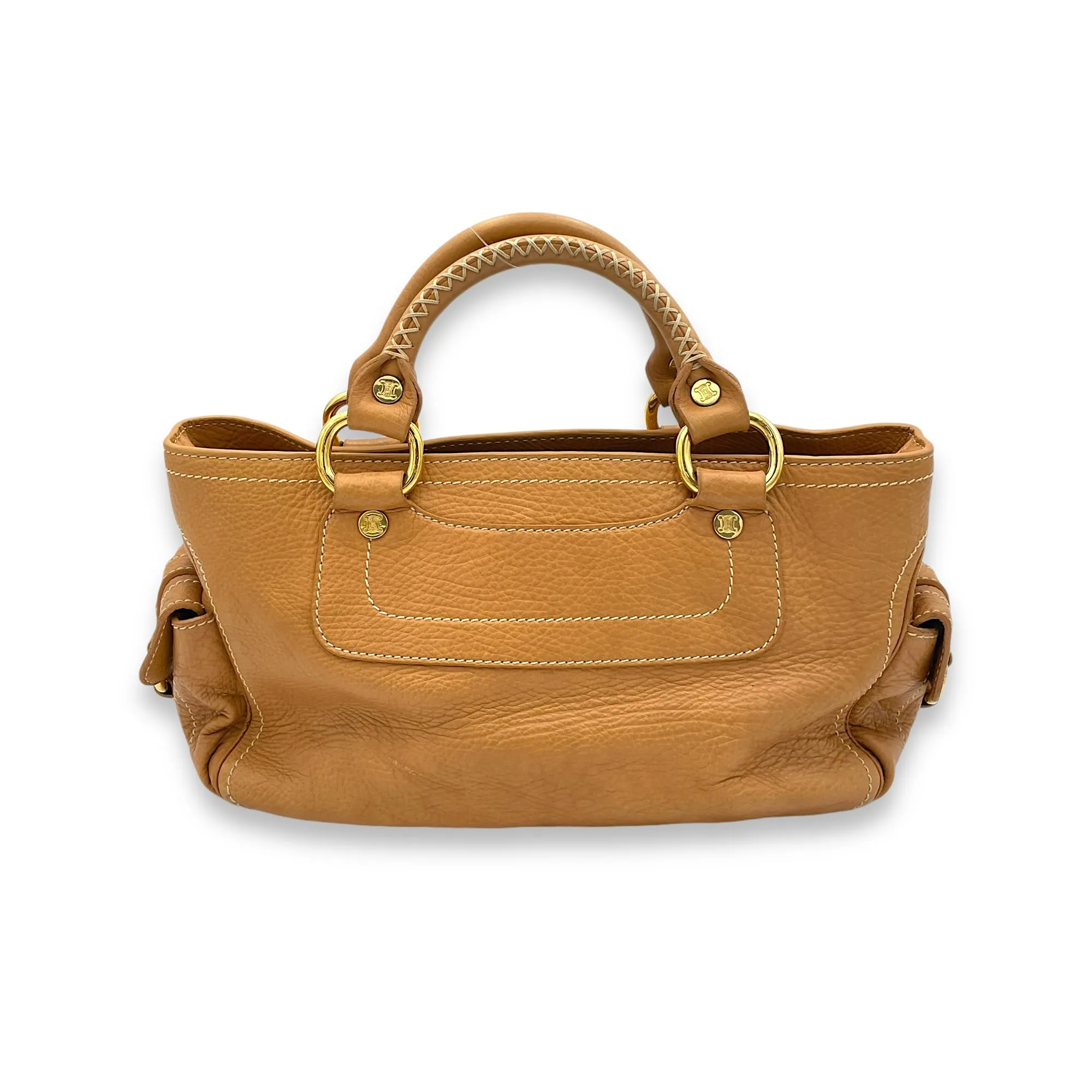 Boogie Top Handle Bag Beige in Calfskin, Gold hardware