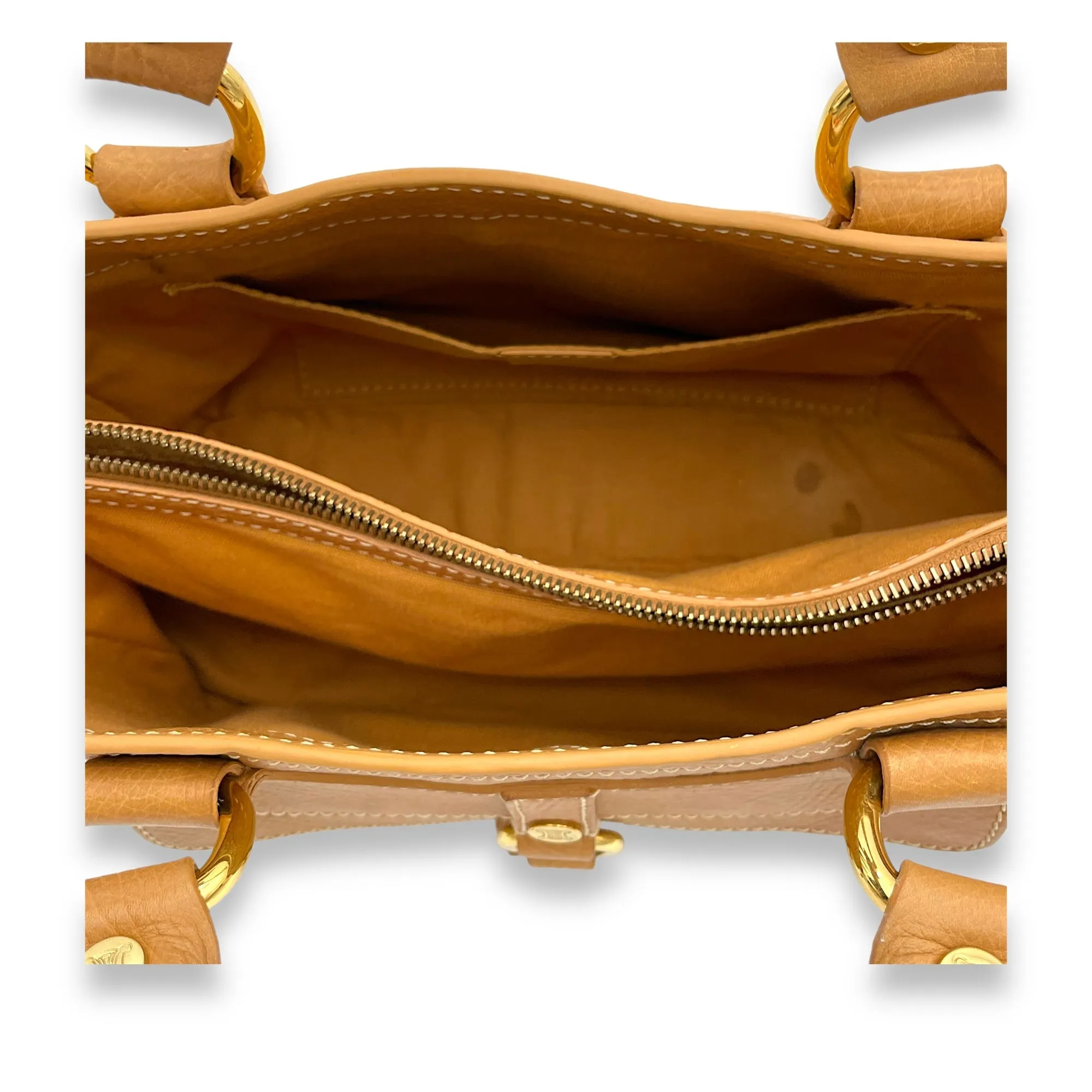 Boogie Top Handle Bag Beige in Calfskin, Gold hardware