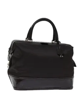 Brown Patent Leather Hand Bag with Key Accessory and Clochette