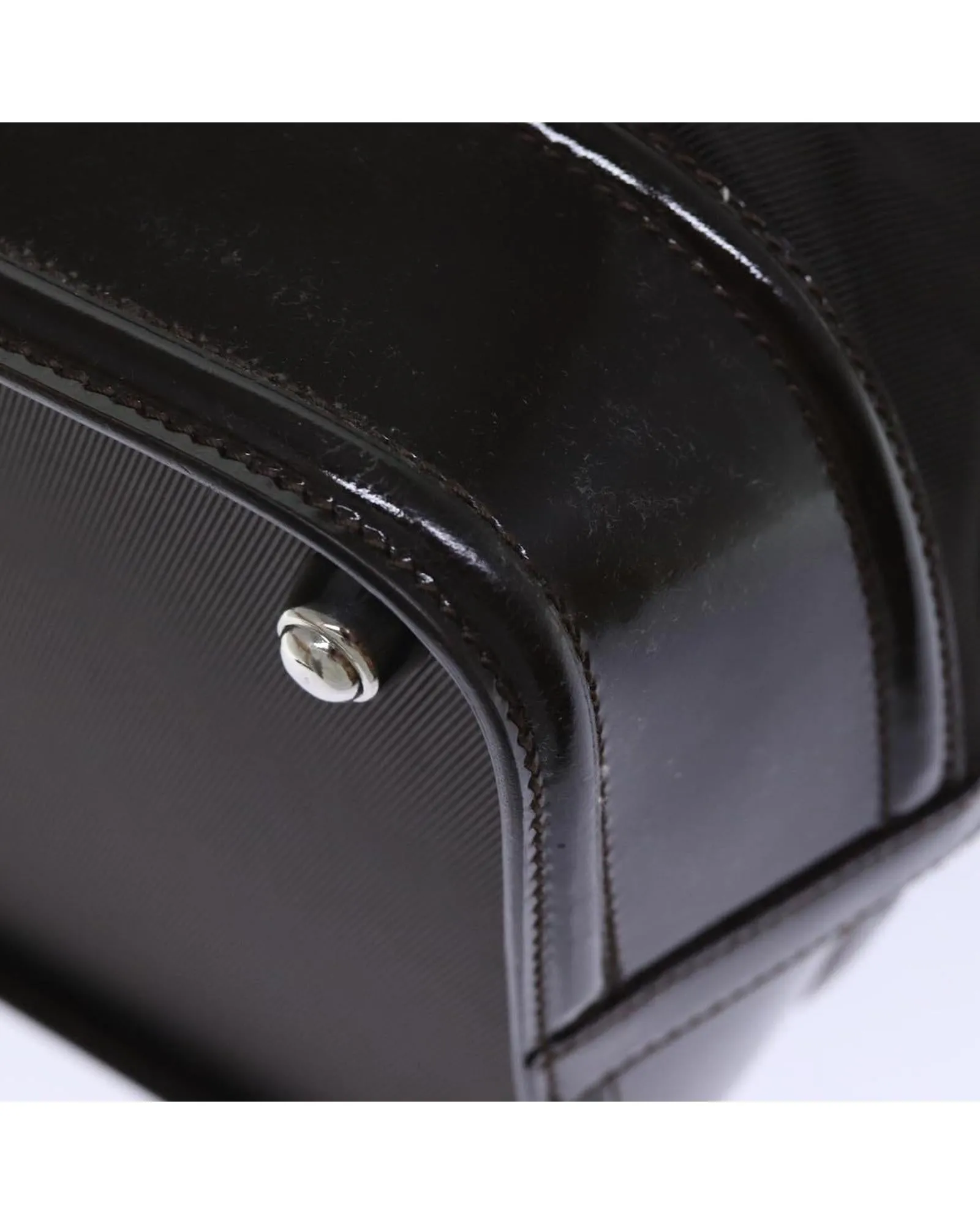 Brown Patent Leather Hand Bag with Key Accessory and Clochette