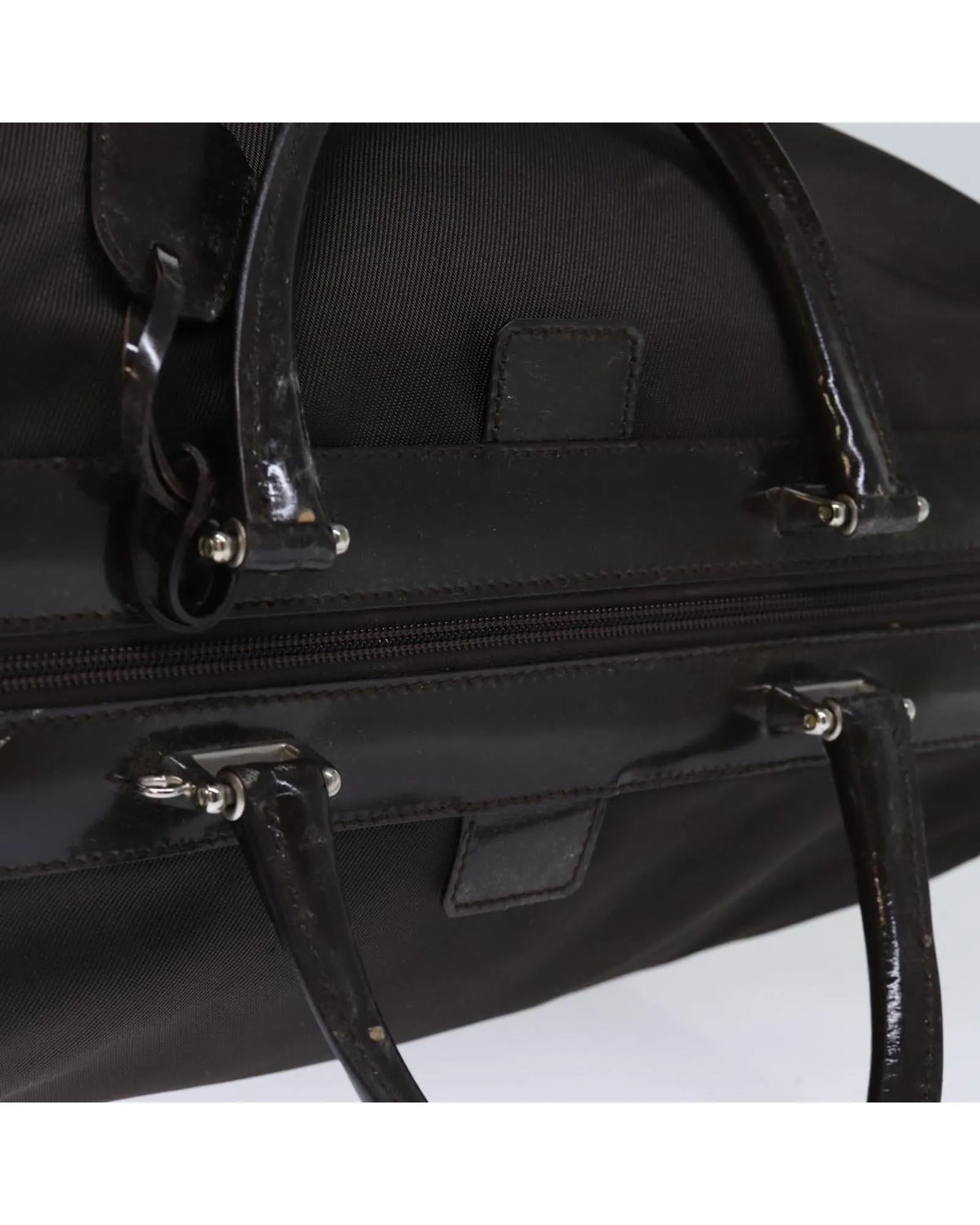 Brown Patent Leather Hand Bag with Key Accessory and Clochette
