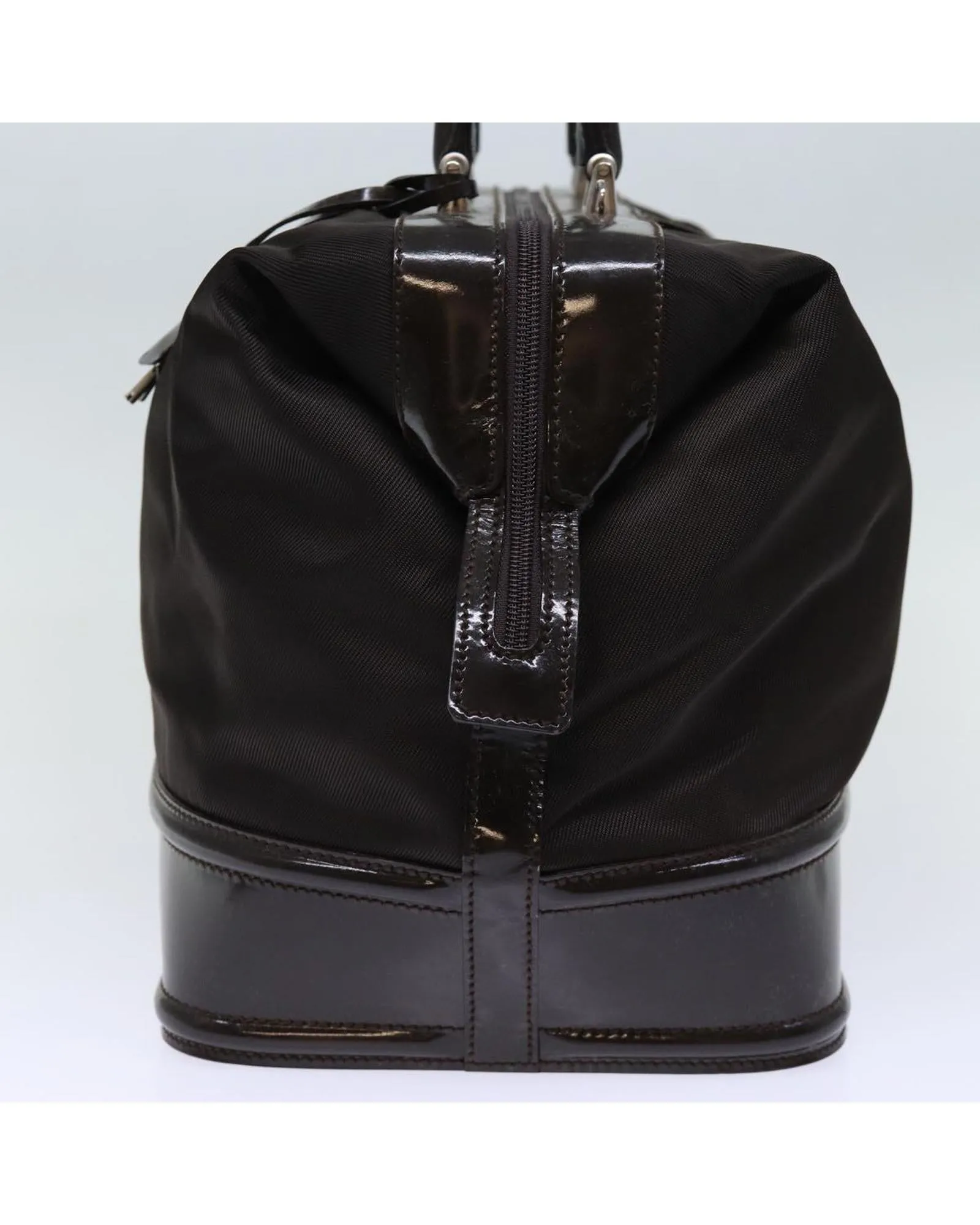 Brown Patent Leather Hand Bag with Key Accessory and Clochette