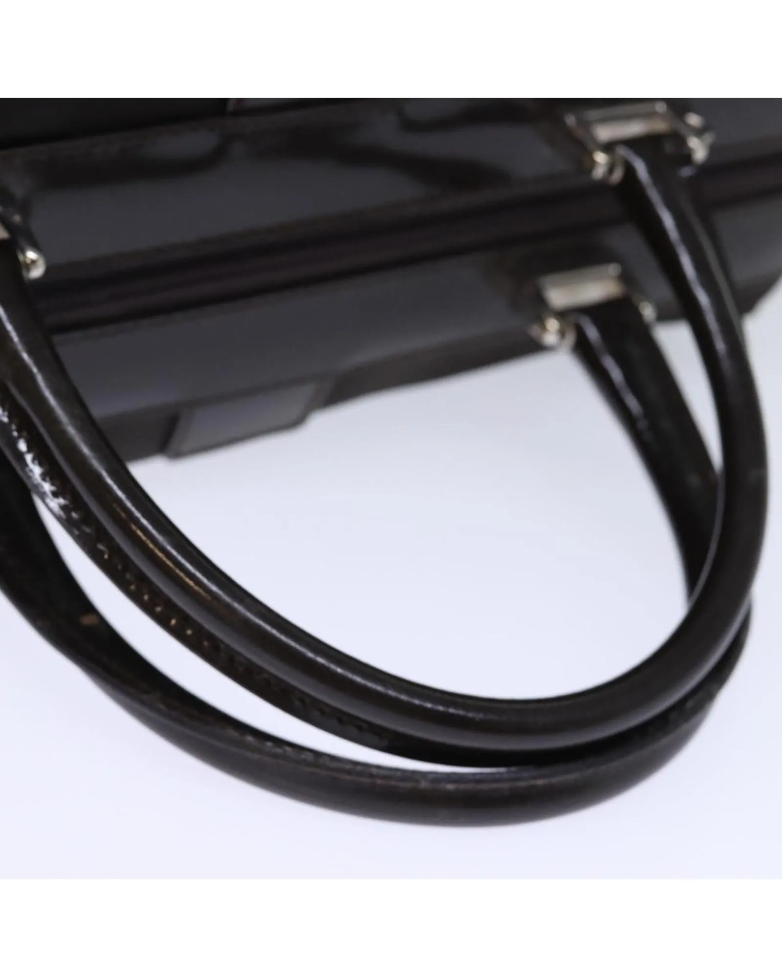 Brown Patent Leather Hand Bag with Key Accessory and Clochette
