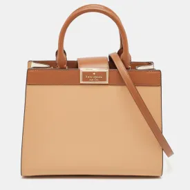 Brown/Beige Leather Reegan Colorblock Tote