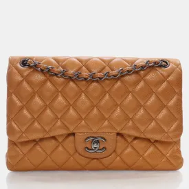 Brpnze Patent Leather Jumbo Classic Double Flap Shoulder Bag