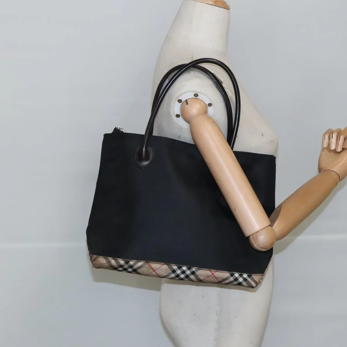 BURBERRY Blue Label Nova Check Shoulder Bag Nylon Beige Black 99331