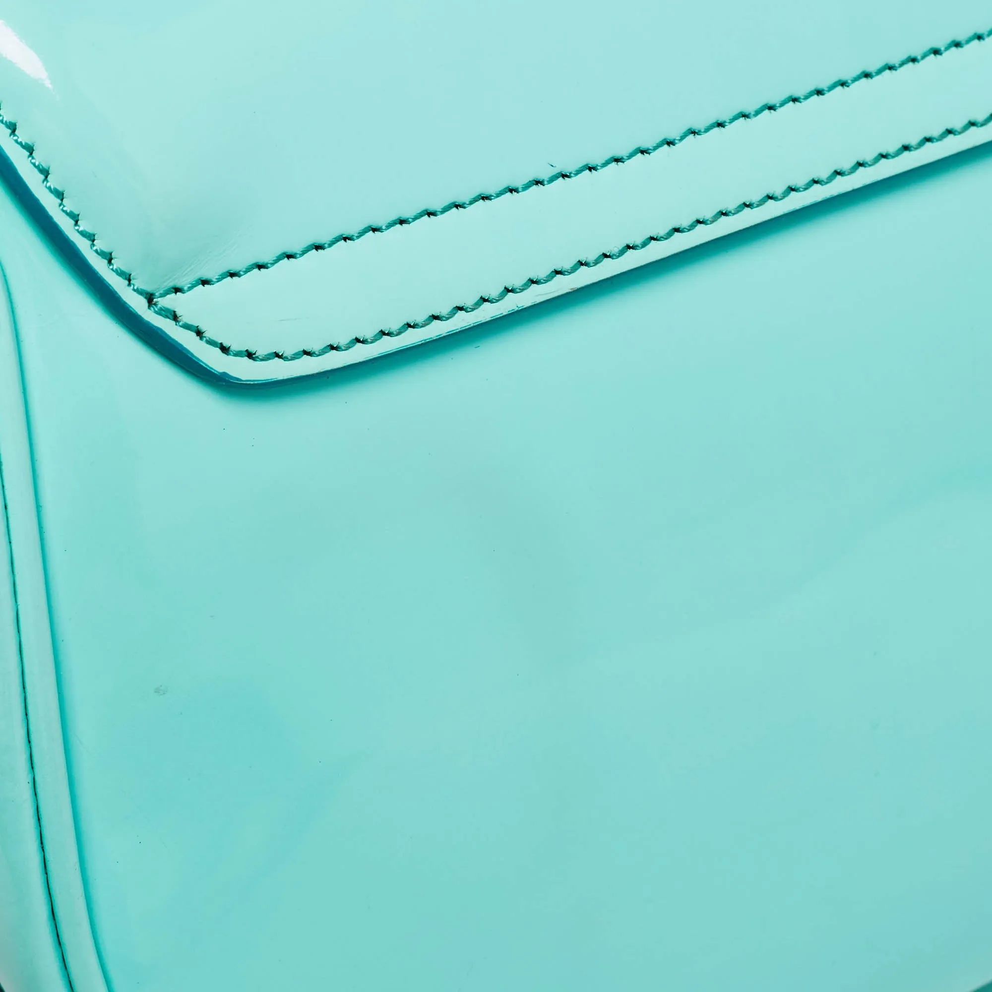 BURBERRY Light Blue Patent Leather Small Leigh Crossbody Bag