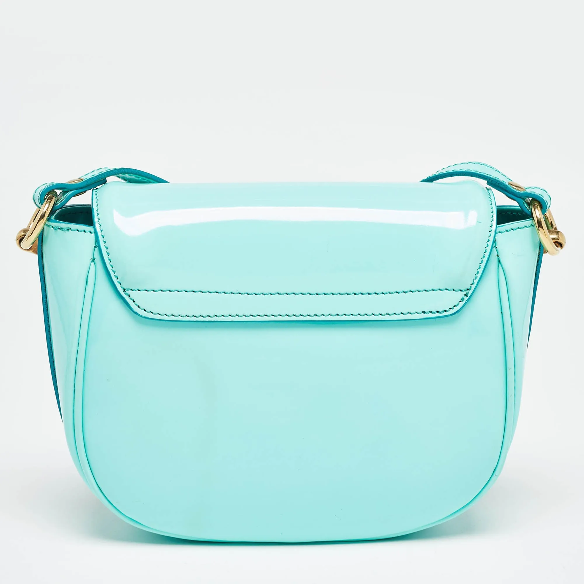 BURBERRY Light Blue Patent Leather Small Leigh Crossbody Bag
