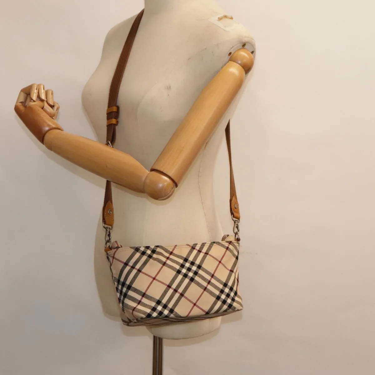 BURBERRY Nova Check Blue Label Shoulder Bag Canvas Beige bs18240