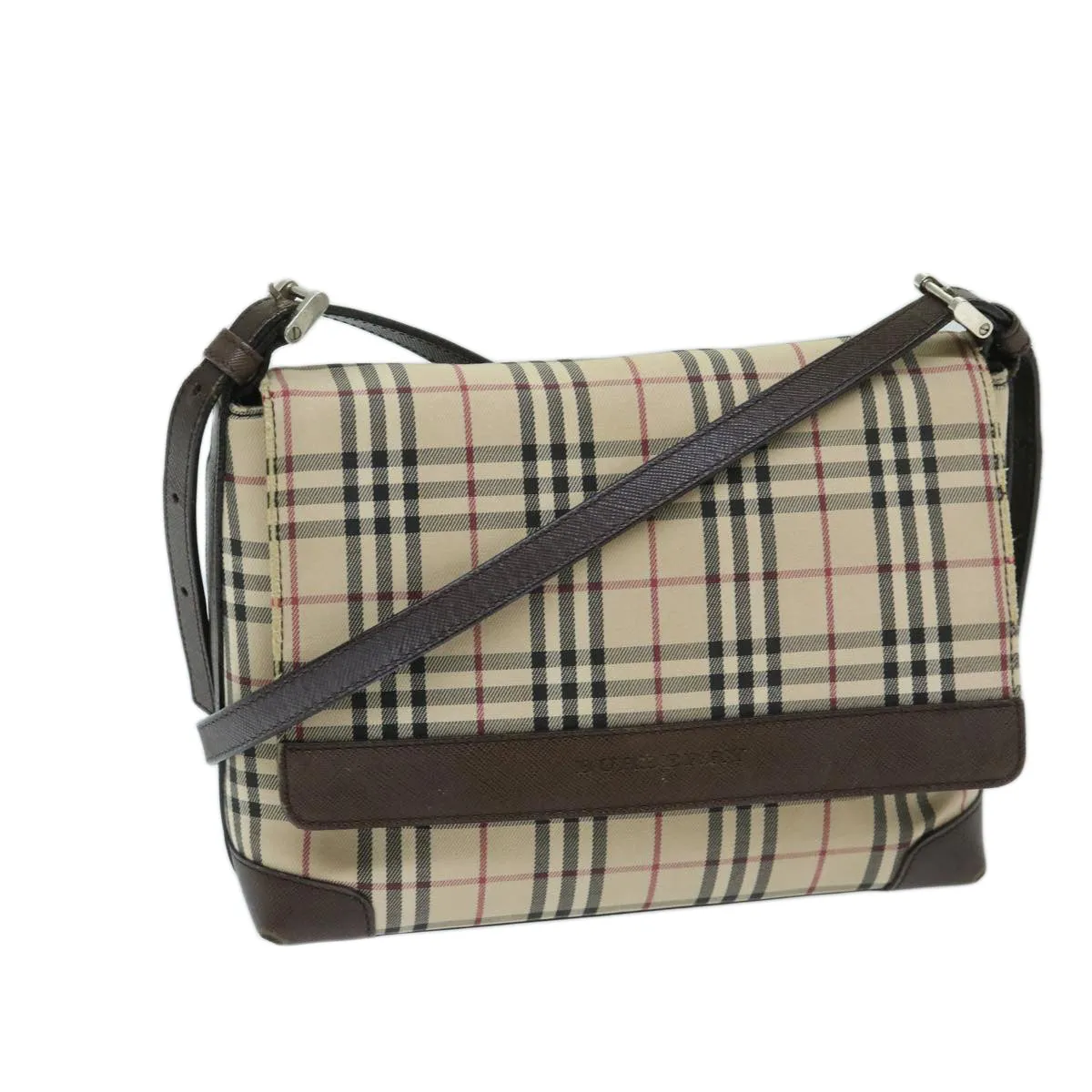 BURBERRY Nova Check Shoulder Bag Canvas Beige Brown 68814