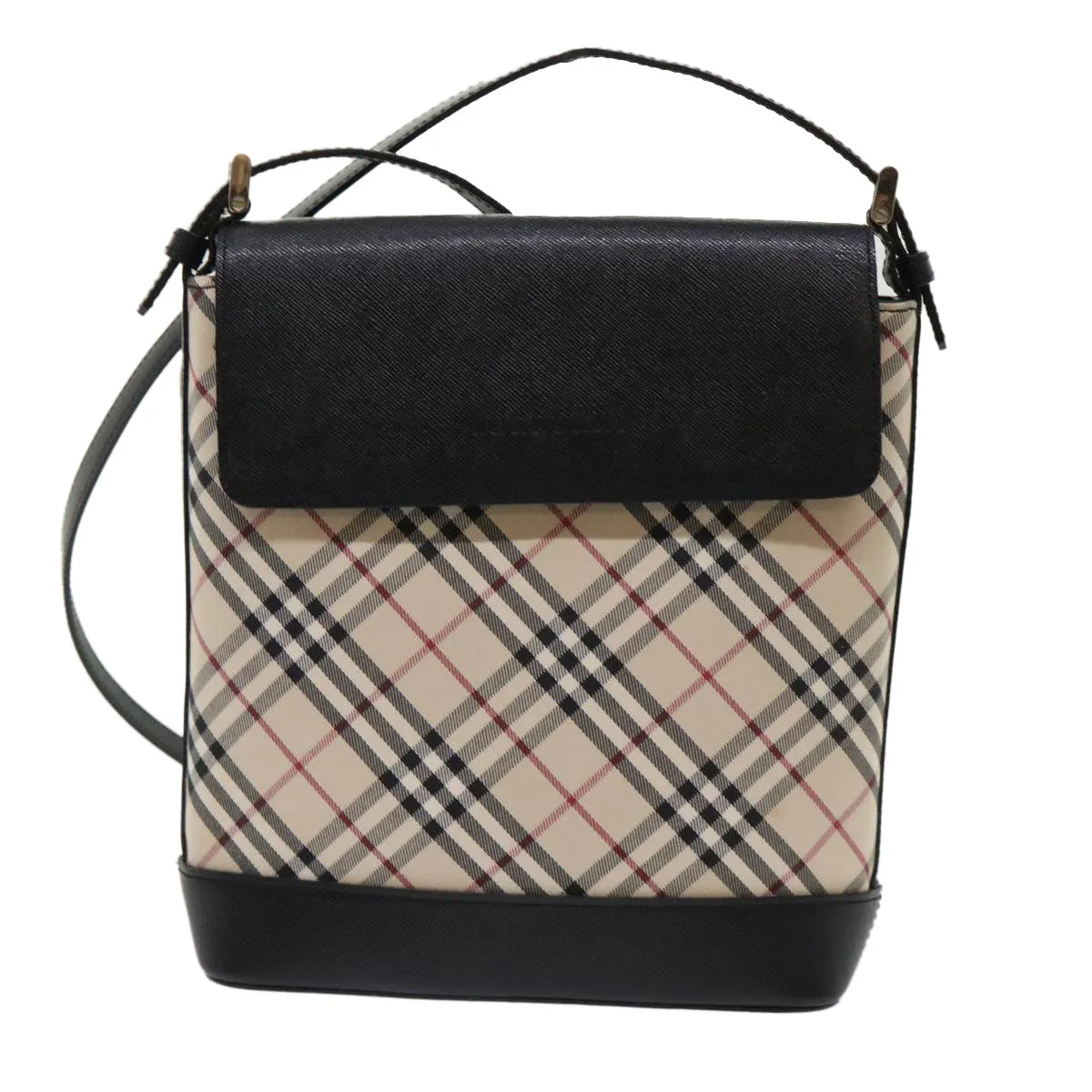 BURBERRY Nova Check Shoulder Bag Nylon Leather Beige 46957