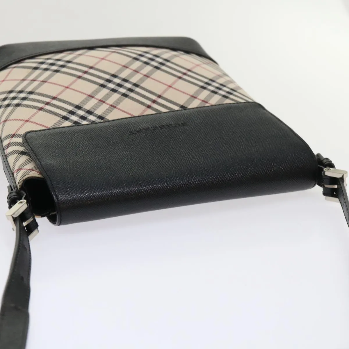 BURBERRY Nova Check Shoulder Bag Nylon Leather Beige 46957
