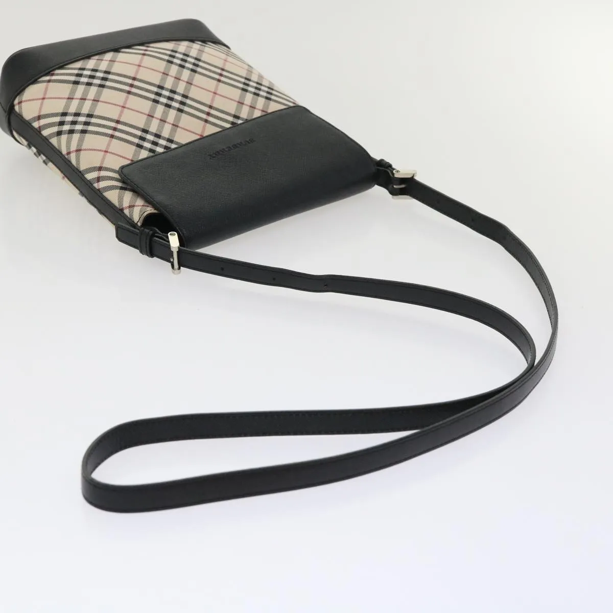 BURBERRY Nova Check Shoulder Bag Nylon Leather Beige 46957