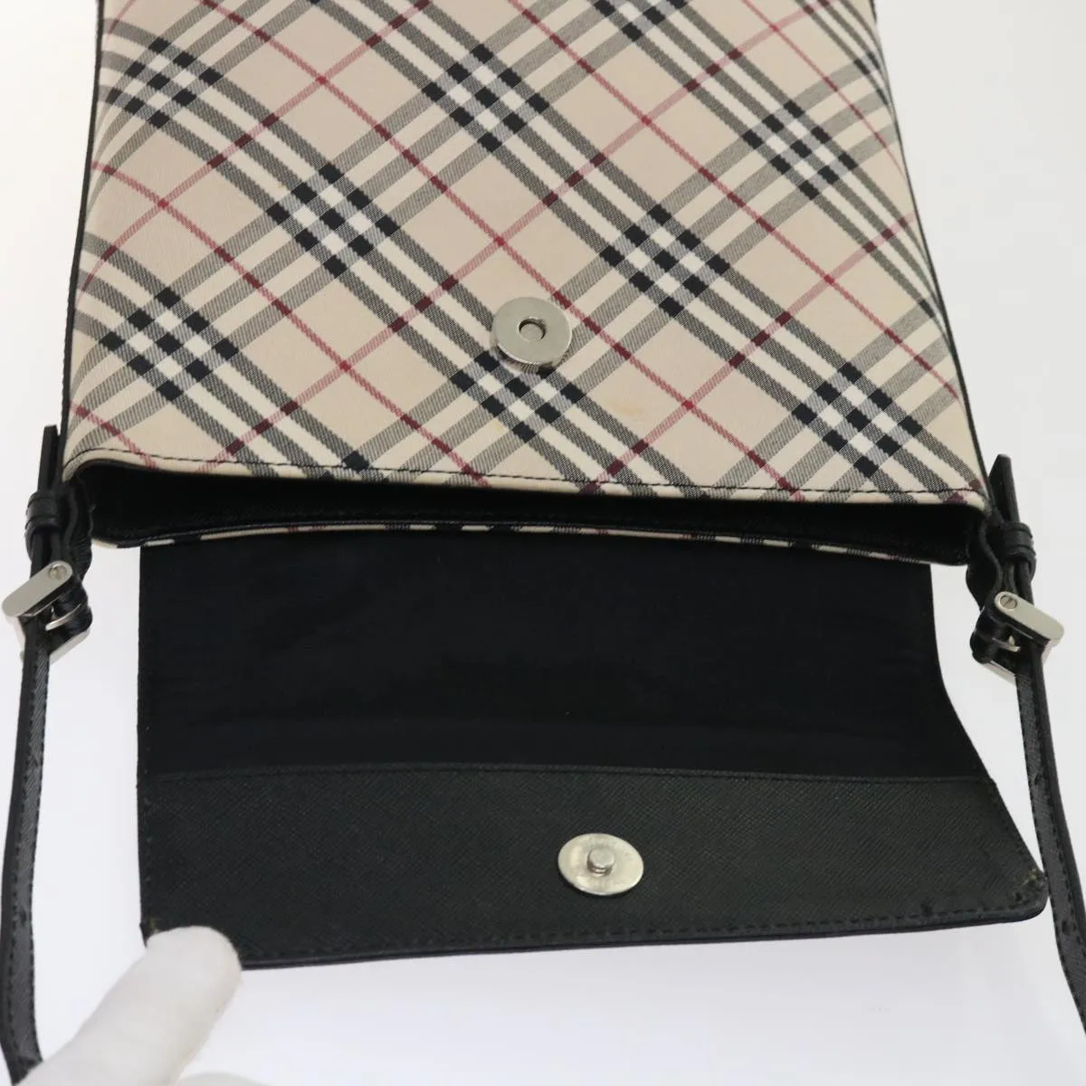 BURBERRY Nova Check Shoulder Bag Nylon Leather Beige 46957
