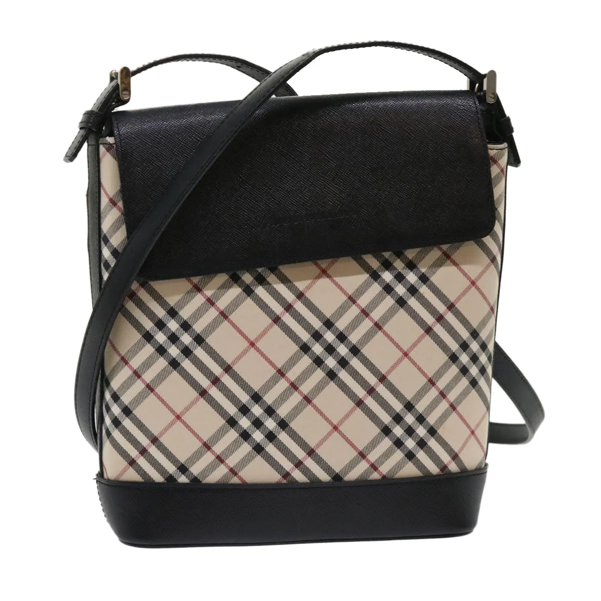 BURBERRY Nova Check Shoulder Bag Nylon Leather Beige 46957