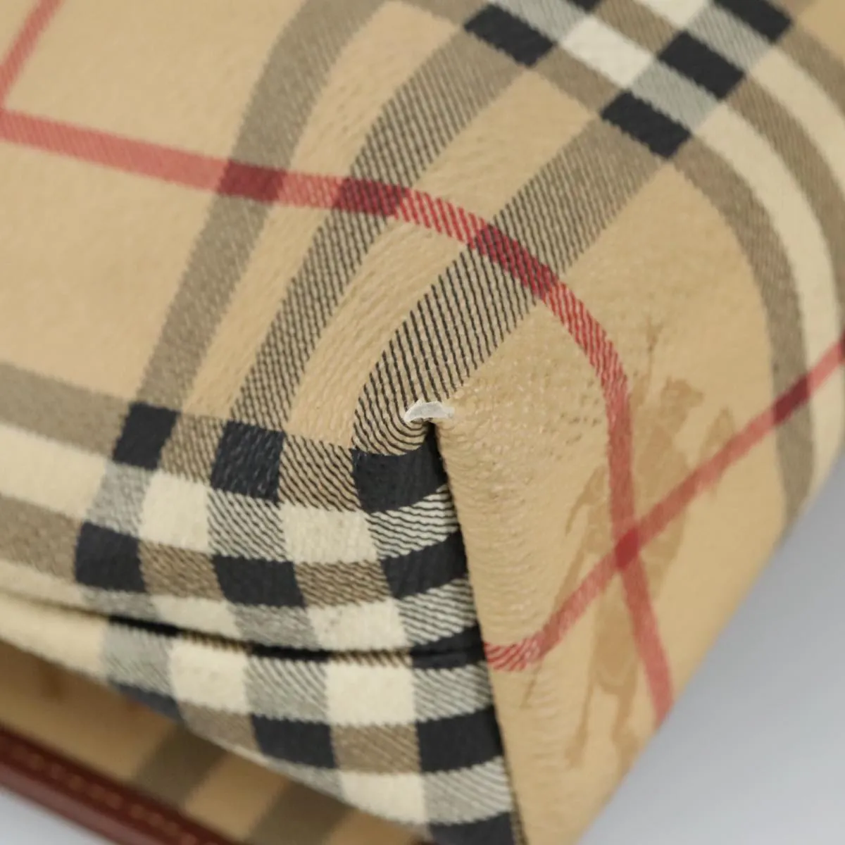BURBERRY Nova Check Shoulder Bag PVC Beige Gold 99330