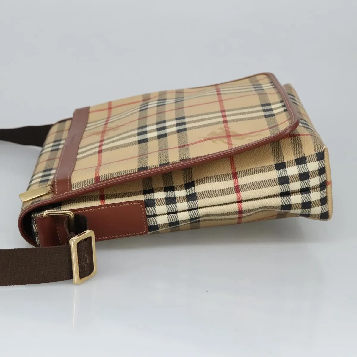 BURBERRY Nova Check Shoulder Bag PVC Beige Gold 99330