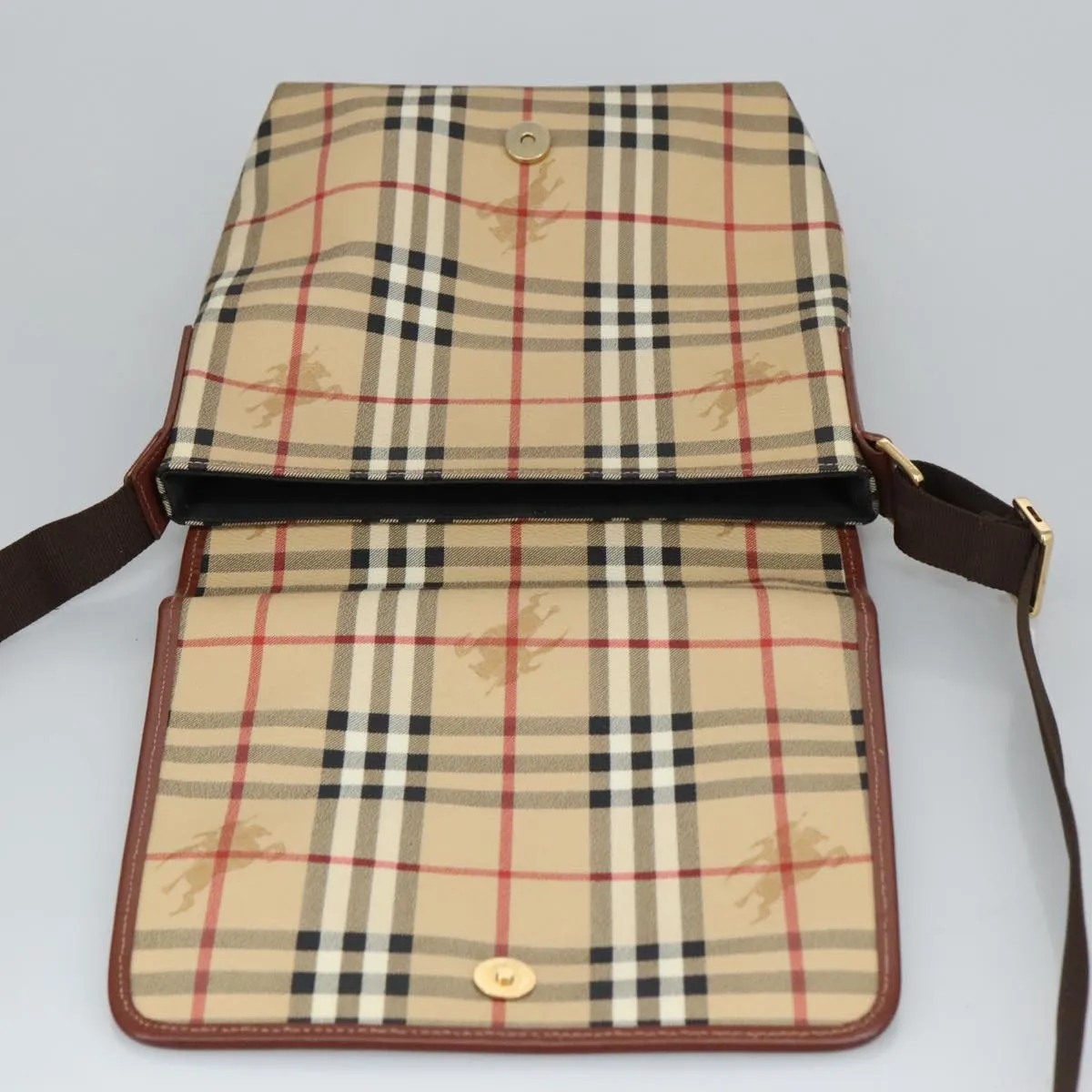BURBERRY Nova Check Shoulder Bag PVC Beige Gold 99330