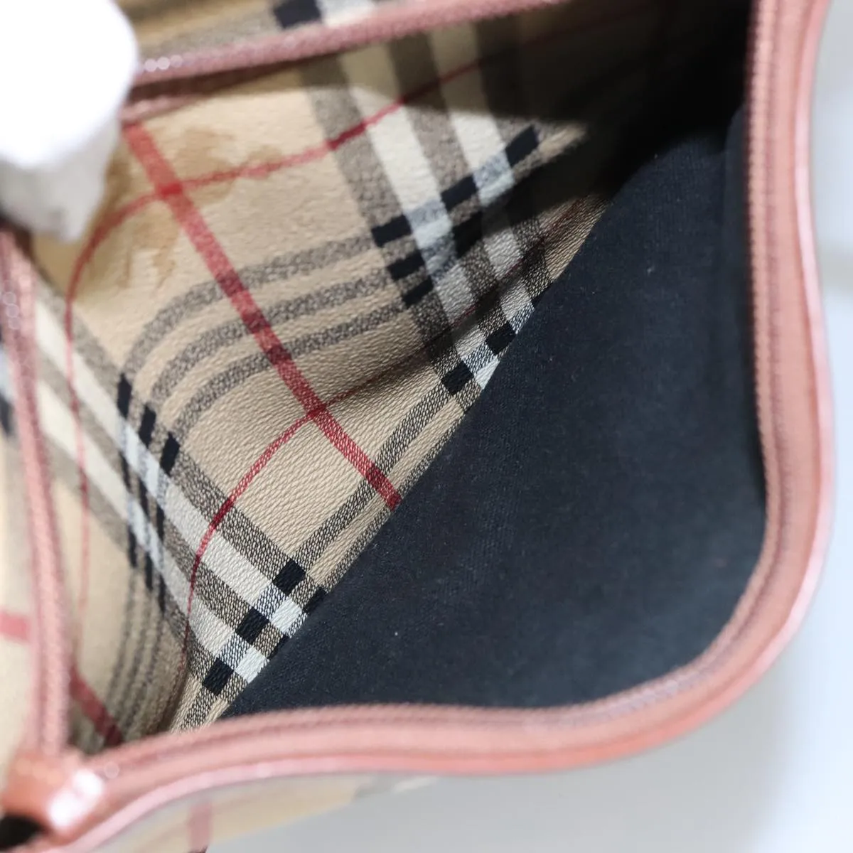 BURBERRY Nova Check Shoulder Bag PVC Beige Gold 99330