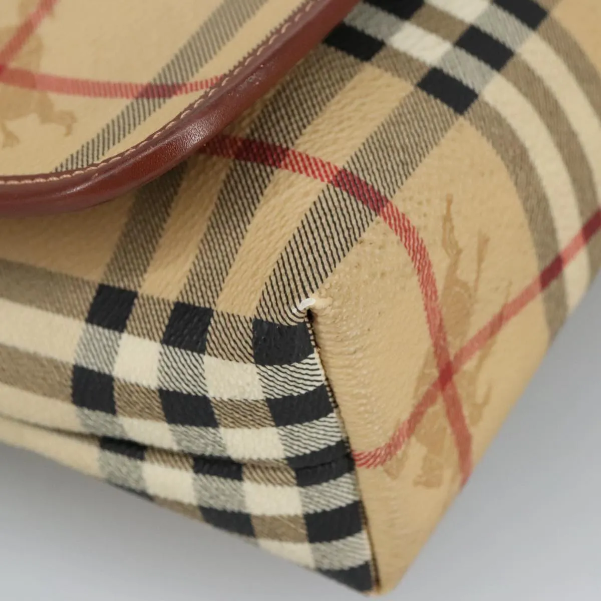 BURBERRY Nova Check Shoulder Bag PVC Beige Gold 99330