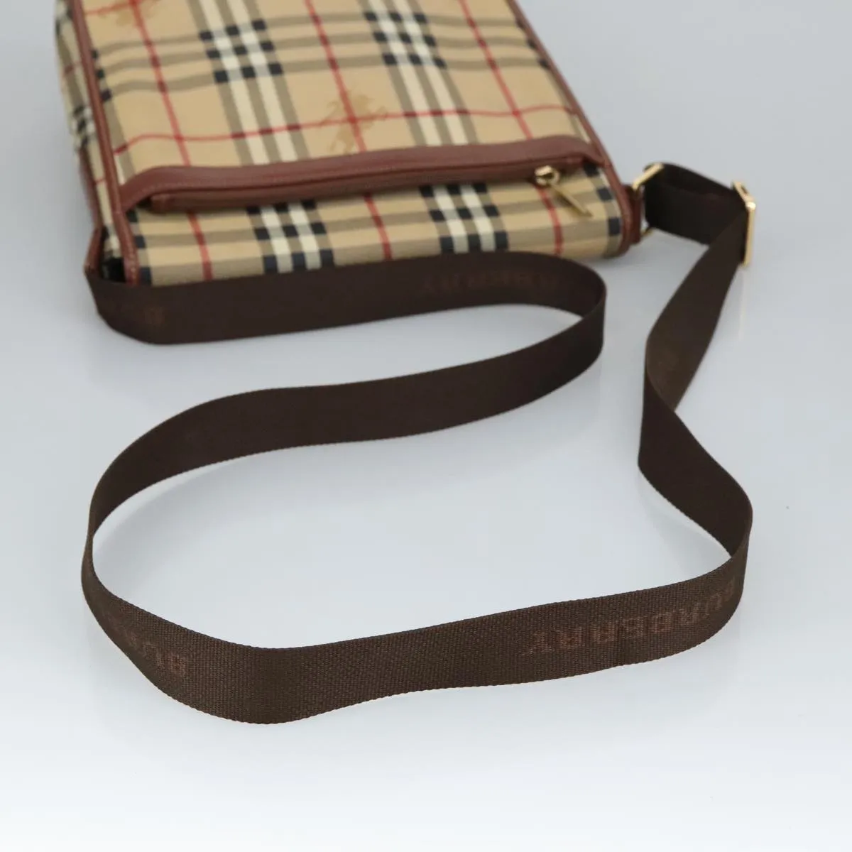 BURBERRY Nova Check Shoulder Bag PVC Beige Gold 99330