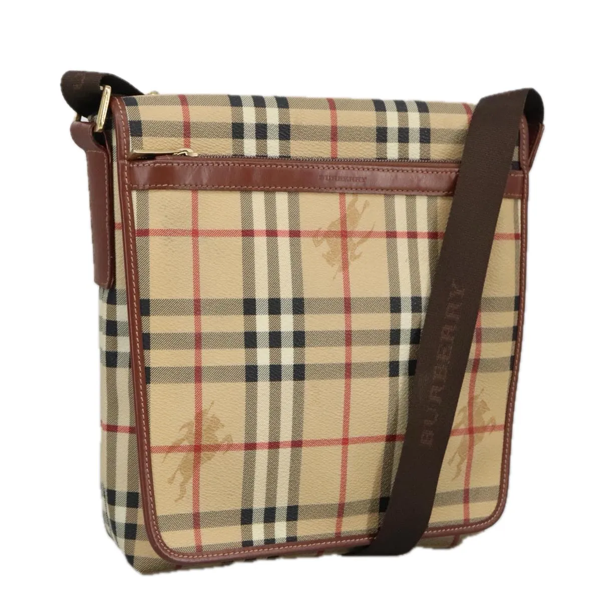 BURBERRY Nova Check Shoulder Bag PVC Beige Gold 99330