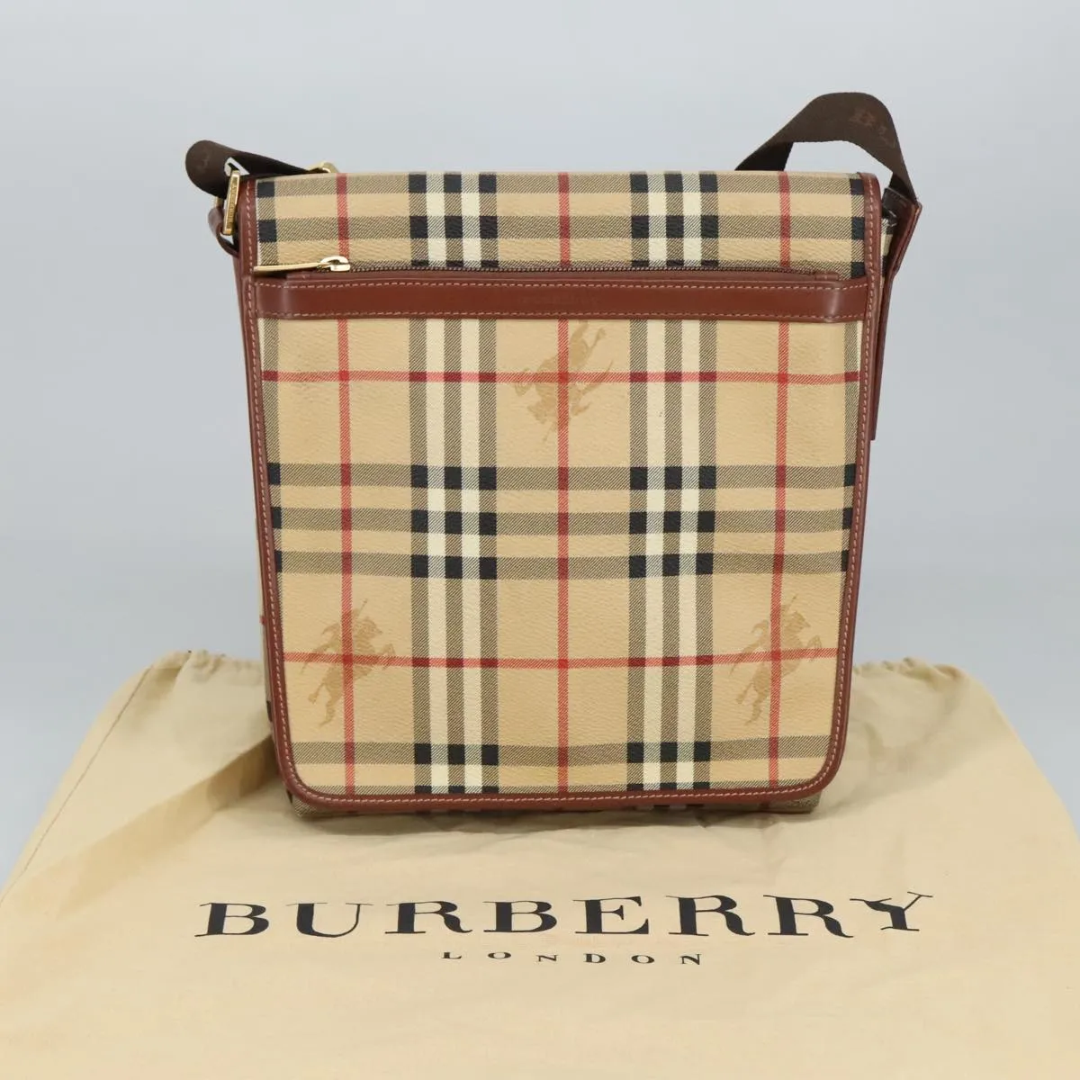 BURBERRY Nova Check Shoulder Bag PVC Beige Gold 99330