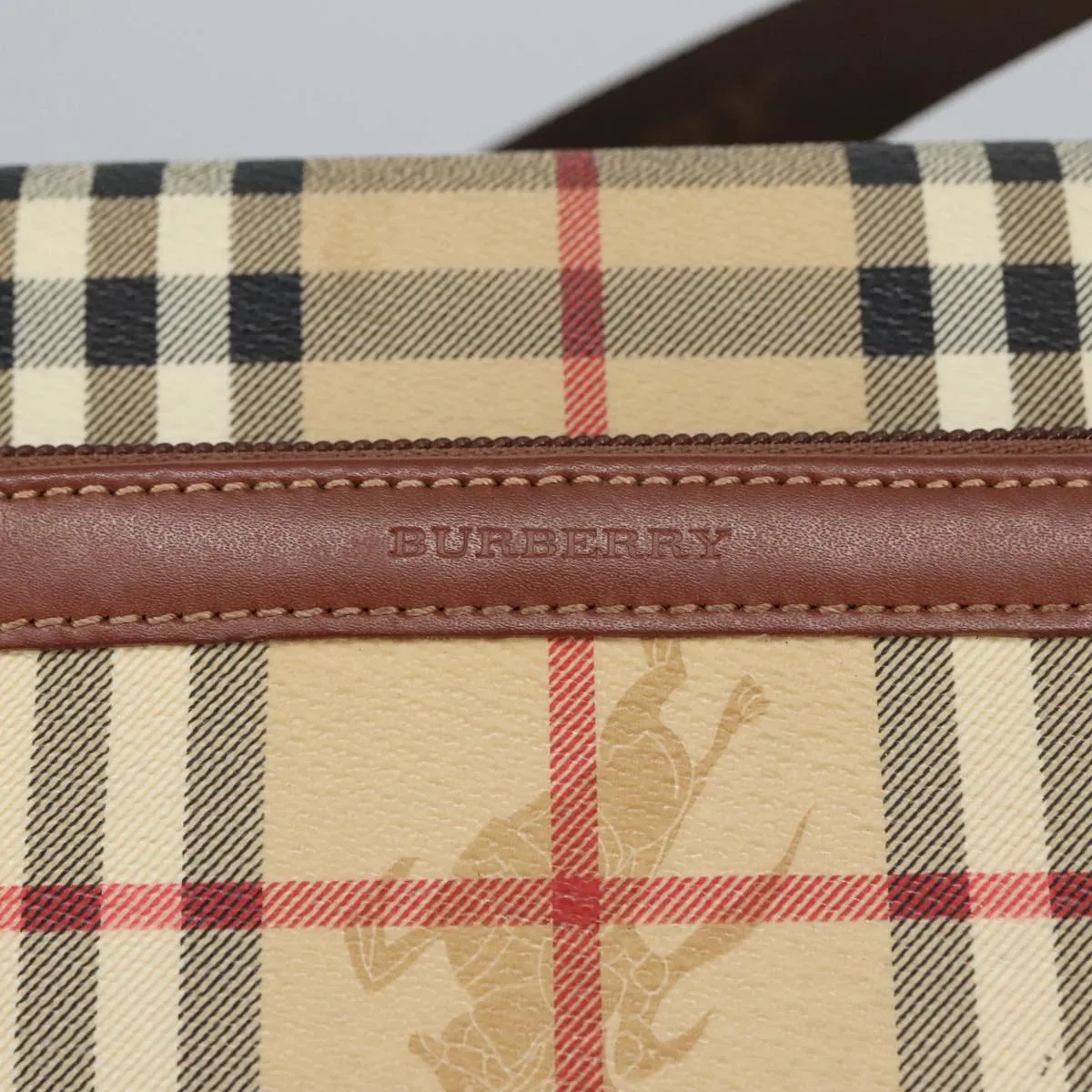 BURBERRY Nova Check Shoulder Bag PVC Beige Gold 99330