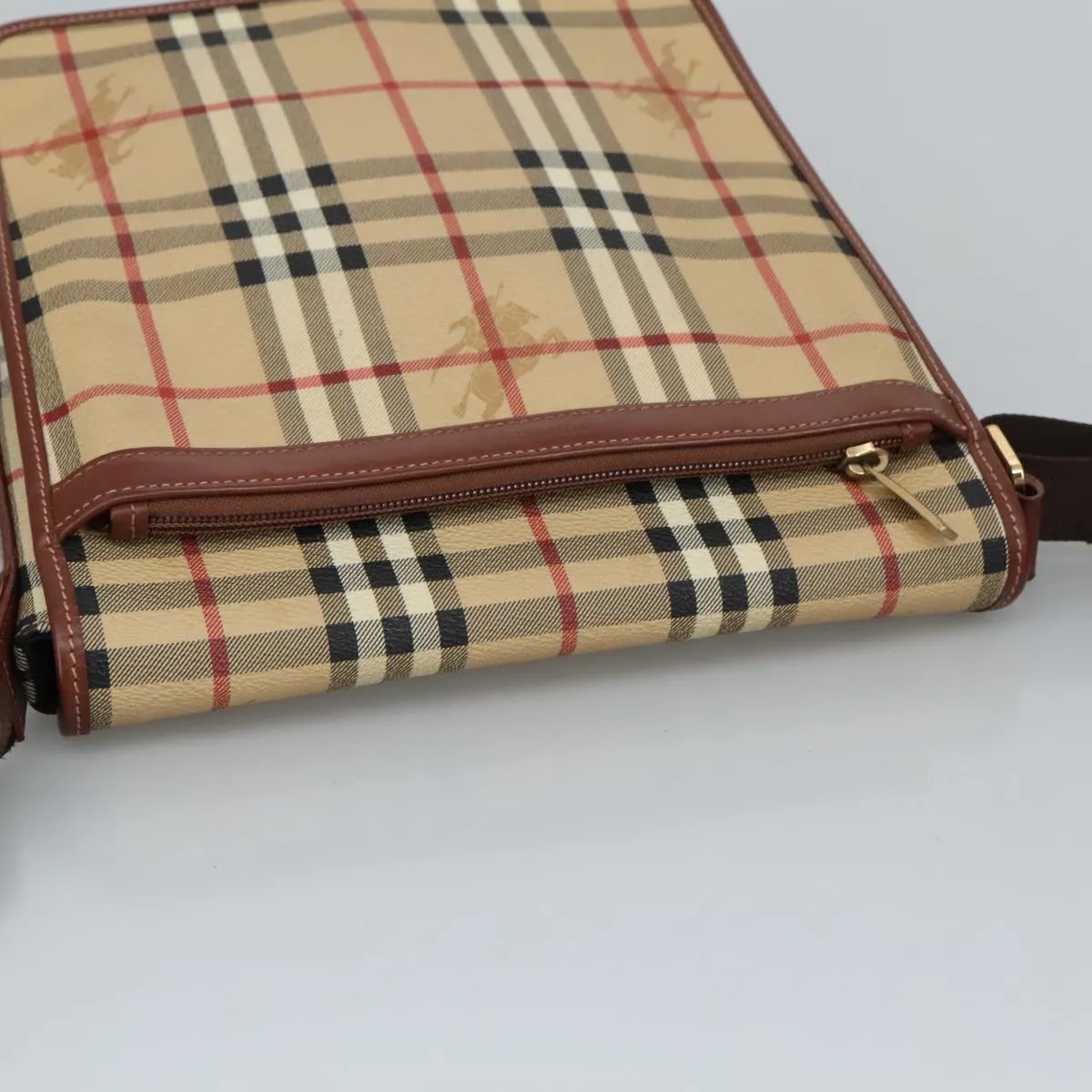BURBERRY Nova Check Shoulder Bag PVC Beige Gold 99330