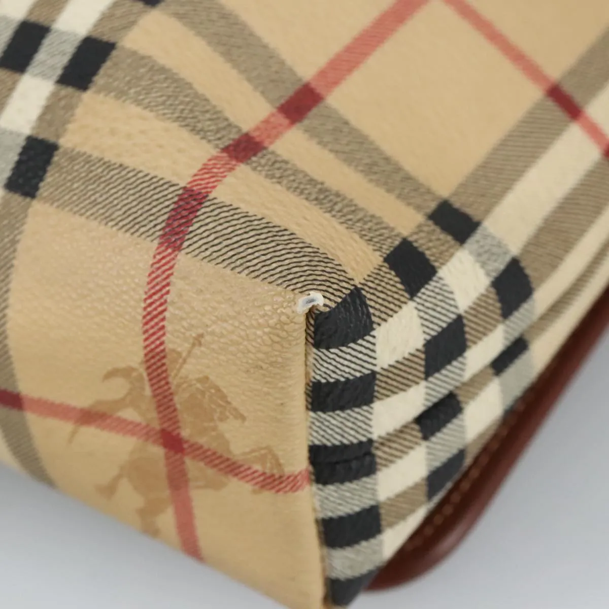 BURBERRY Nova Check Shoulder Bag PVC Beige Gold 99330