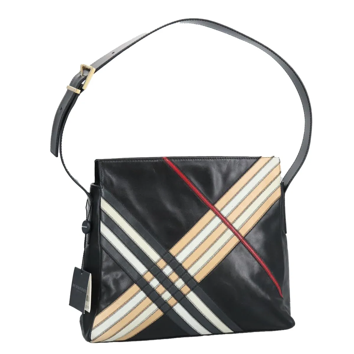 BURBERRY Shoulder Bag Leather Black Gold 97033