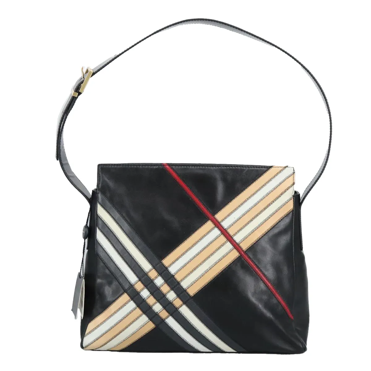 BURBERRY Shoulder Bag Leather Black Gold 97033