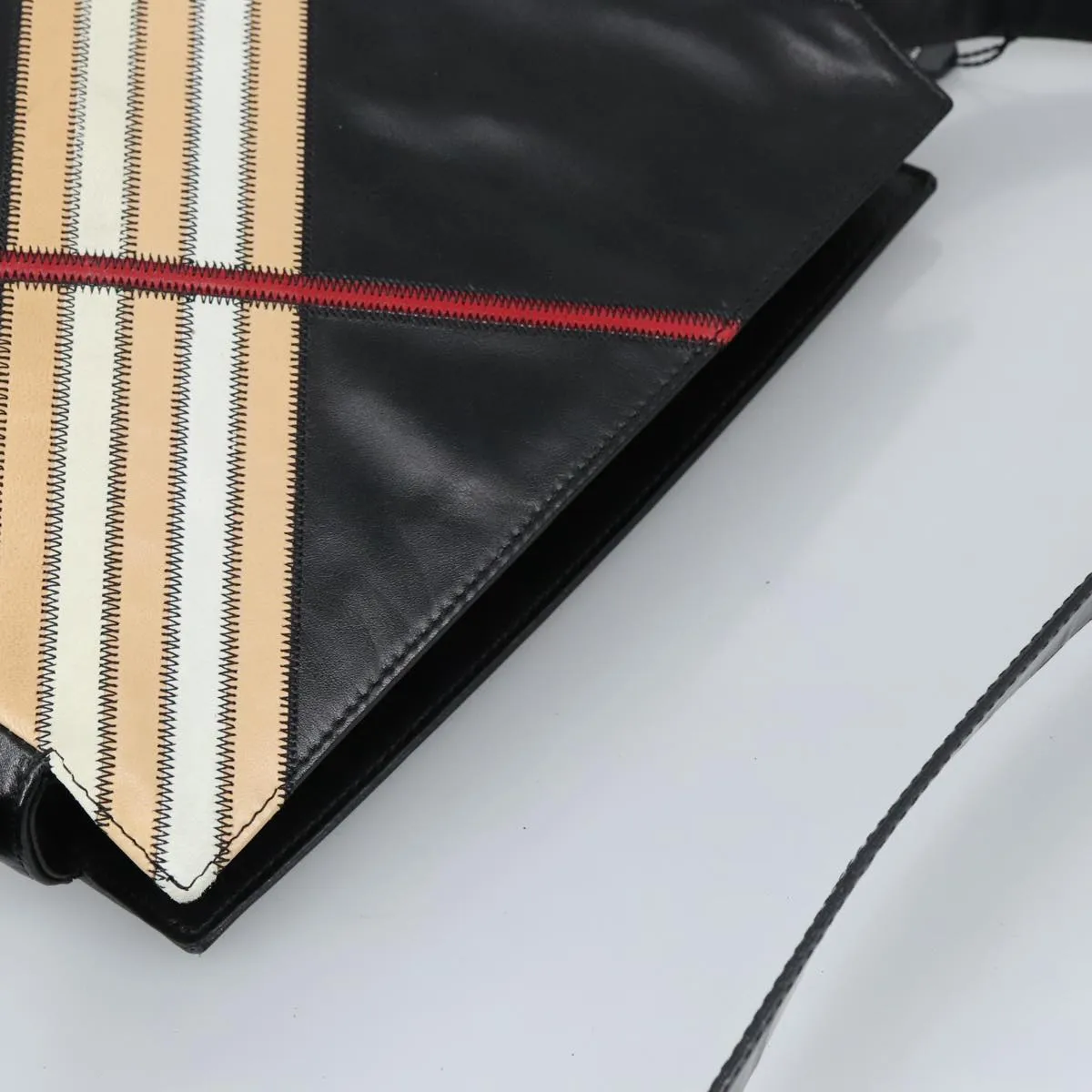 BURBERRY Shoulder Bag Leather Black Gold 97033